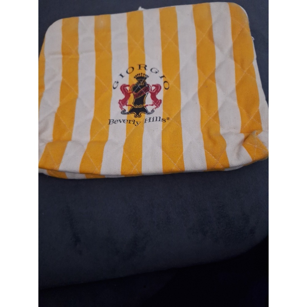 VTG Giorgio Beverly Hills Bath&Beauty Yellow N White Logo Bag Snap Close 290